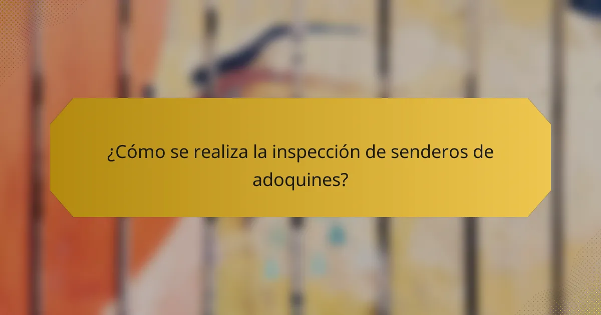 ¿Cómo se realiza la inspección de senderos de adoquines?