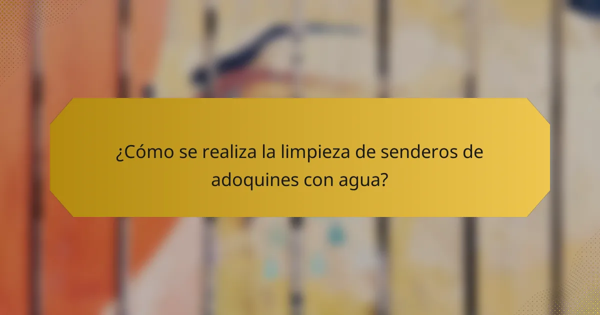 ¿Cómo se realiza la limpieza de senderos de adoquines con agua?