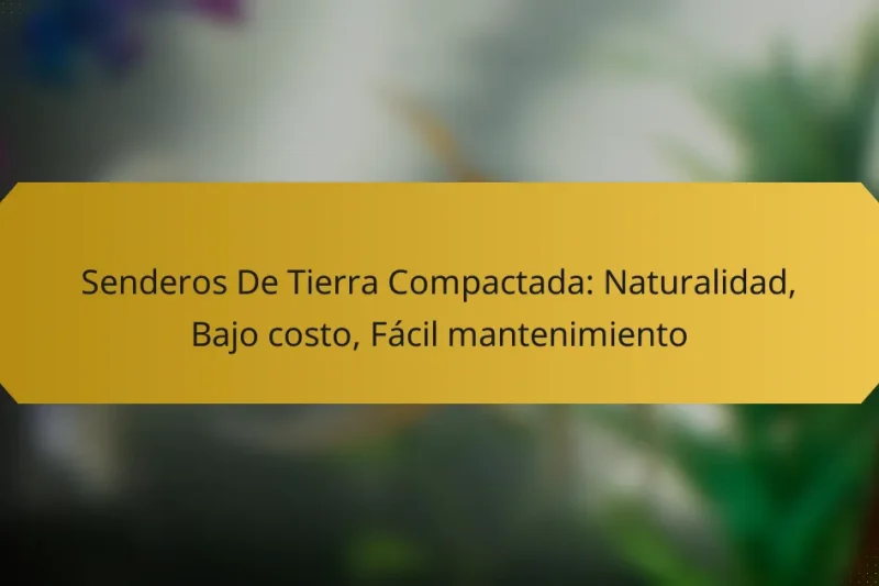 Senderos De Tierra Compactada: Naturalidad, Bajo costo, Fácil mantenimiento