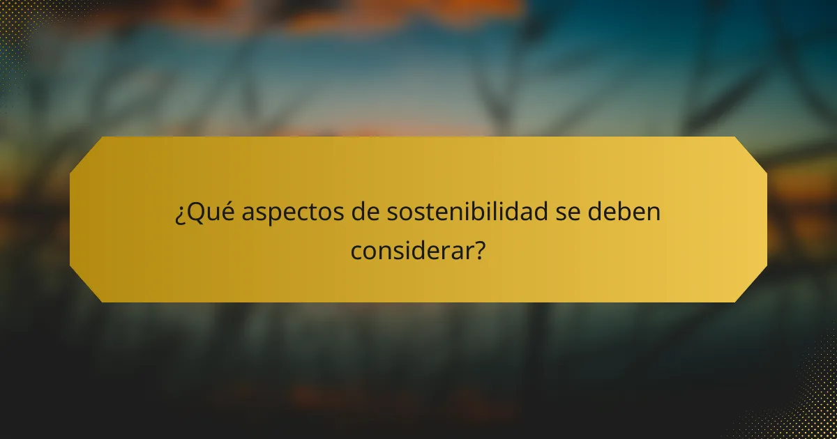 ¿Qué aspectos de sostenibilidad se deben considerar?