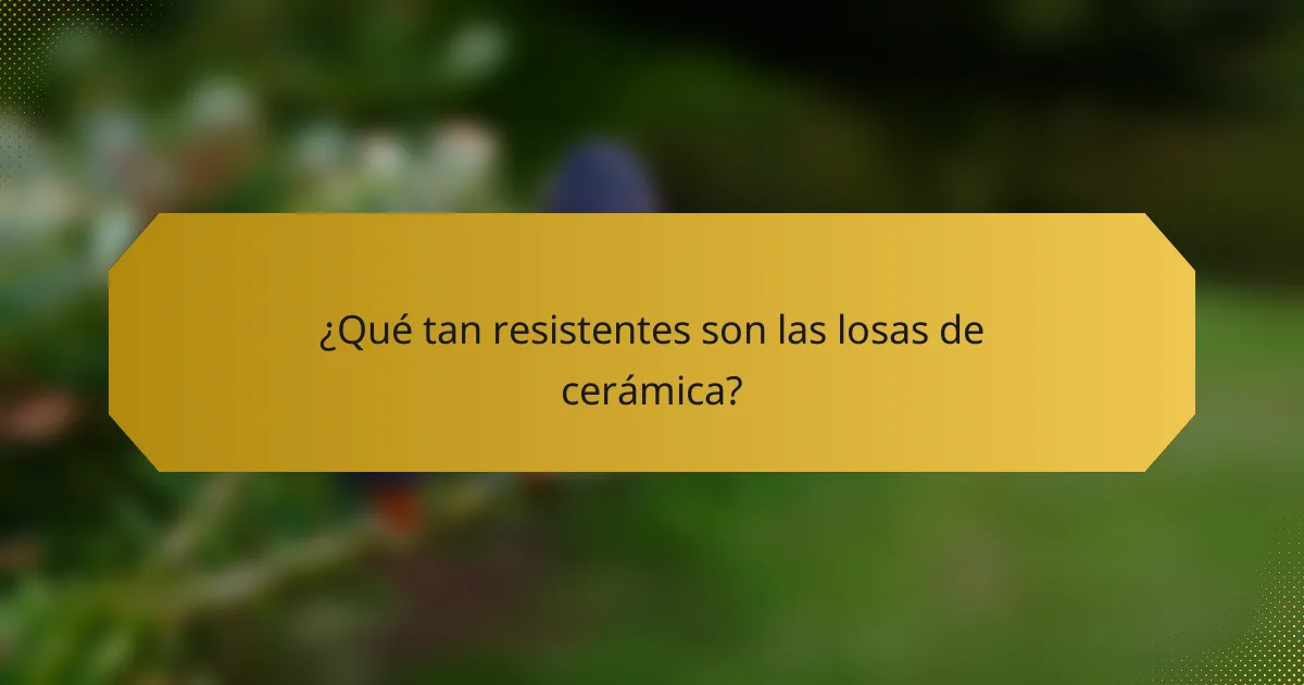 ¿Qué tan resistentes son las losas de cerámica?
